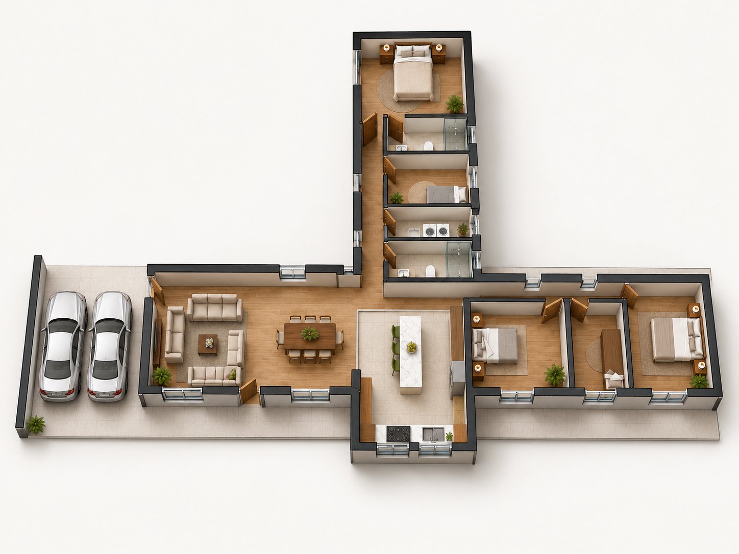 Modelo Blas — planta 3D amoblada